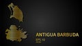 Vector gold map of Antigua Barbuda, futuristic modern website background or cover page .Web