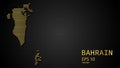 Vector gold map of Bahrain, futuristic modern website background or cover page .Web