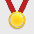 Vector gold medal on red ribbon Royalty Free Stock Photo