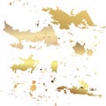 Vector gold paint smear stroke stain set. Abstract gold glittering textured art illustration. Abstract gold glittering textured ar Royalty Free Stock Photo