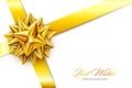 Vector Gold Realistic Bow with Ribbons Isolated on Transparent Background Royalty Free Stock Photo