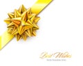 Vector Gold Realistic Bow with Ribbons Isolated on Transparent Background Royalty Free Stock Photo