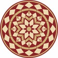 Vector gold and red round pattern. Mosaic circle, geometric ornament