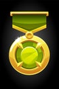 Vector gold round medal with a gem for the game.