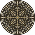 Vector gold round ornament on the black backgraund