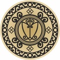 Vector gold round Yakut ornament