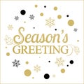 Vector gold seasons greetings card design. Royalty Free Stock Photo