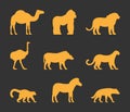 Vector gold set of silhouettes african animals. Royalty Free Stock Photo