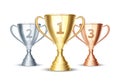 Vector gold, silver and bronze winner cup