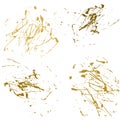 Vector gold splatter paint abstract on white background set hand Royalty Free Stock Photo