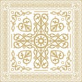 Vector gold square Yakut ornament. Royalty Free Stock Photo