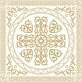 Vector gold square Yakut ornament. Royalty Free Stock Photo