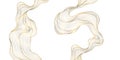 Vector gold wave line background, premium curve shape, glitter elegant template. Flow light design, ribbon banner.
