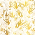 Vector Gold on White Asian Bamboo Leaves Seamless Pattern Background. Great for tropical vacation fabric, cards, wedding