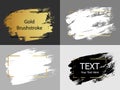 Vector gold, white and black paint stroke with border frame. Dir Royalty Free Stock Photo