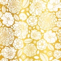 Vector Gold and White Mosaic Flowers Seamless Repeat Pattern Background Design. Great For Elegant wedding invitations Royalty Free Stock Photo