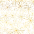 Vector gold white spiderweb Halloween seamless repeat pattern background. Great for spooky fabric, wallpaper, giftwrap