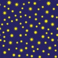 Vector Gold Yellow Star Seamless Pattern on Blue Background Royalty Free Stock Photo