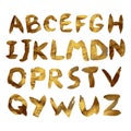 Vector golden alphabet. Unique brushed font Royalty Free Stock Photo