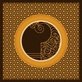 Vector golden arabic card template with ornamented circles and patterns. design for covers, print, cards