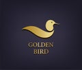 Vector golden bird logo, abstract luxury icon