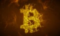 Vector golden Bitcoin symbol constructed with flowing binary numbers. Bitcoin, blockchain transfer. Computer code Royalty Free Stock Photo