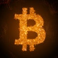 Vector golden Bitcoin symbol constructed with flowing binary numbers. Bitcoin, blockchain transfer. Computer code Royalty Free Stock Photo