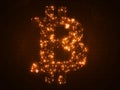 Vector golden Bitcoin symbol constructed with flowing binary numbers. Bitcoin, blockchain transfer. Computer code Royalty Free Stock Photo