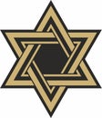 Vector golden and black jewish national ornament.