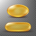 Vector golden capsule of fish oil or vitamin