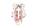 Vector Golden Cross, Easter Cross Clipart. Watercolor Easter Cross Clipart. Floral Crosses Illustration, Lily Flower Arrangements Royalty Free Stock Photo