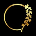 vector golden doodle sketch flower cicle frame, black background