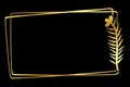 vector golden doodle sketch flower rectangle frame, black background Royalty Free Stock Photo