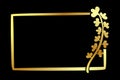 vector golden doodle sketch flower rectangle frame, black background Royalty Free Stock Photo