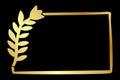 vector golden doodle sketch flower rectangle frame, black background Royalty Free Stock Photo