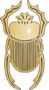 Vector golden Egyptian scarab beetle. In Egyptian mythology, the scarab is the sacred insect of the sun gods.