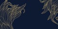 Vector golden floral leaf pattern, tropical and botanical elements with linear decorative details. Luxury backgrounds, wallpaper Royalty Free Stock Photo