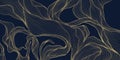 Vector golden floral leaf pattern, tropical and botanical elements with linear decorative details. Luxury backgrounds, wallpaper Royalty Free Stock Photo