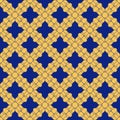 Vector abstract golden floral seamless pattern. Deep blue and yellow ornament Royalty Free Stock Photo