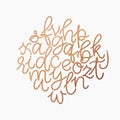 Vector golden foil lowercase alphabet. Unique digital hand drawn gold glitter font. Handwritten abc set isolated on white backgrou