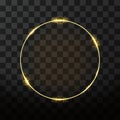 Vector golden frame with glow effect. Neon circle frame