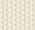 Vector golden geometric seamless pattern with outline hexagons, tiles, stylized fish scale grid. Gold and white abstract Royalty Free Stock Photo