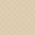 Vector golden geometric seamless pattern with squares, lines, diagonal grid, lattice, repeat tiles. Royalty Free Stock Photo