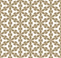 Vector golden geometric seamless pattern texture with flower shapes, snowflakes