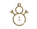 Vector golden glitter Christmas snowman with scraf icon Royalty Free Stock Photo