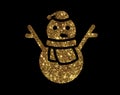 Vector golden glitter Christmas snowman with scraf icon Royalty Free Stock Photo
