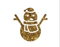 Vector golden glitter Christmas snowman with scraf icon Royalty Free Stock Photo