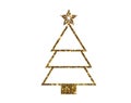 Vector golden glitter Christmas tree line icon Royalty Free Stock Photo