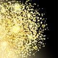 Vector golden glitter dust particles in circle shape. Royalty Free Stock Photo