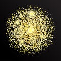 Vector golden glitter dust particles in circle shape. Royalty Free Stock Photo